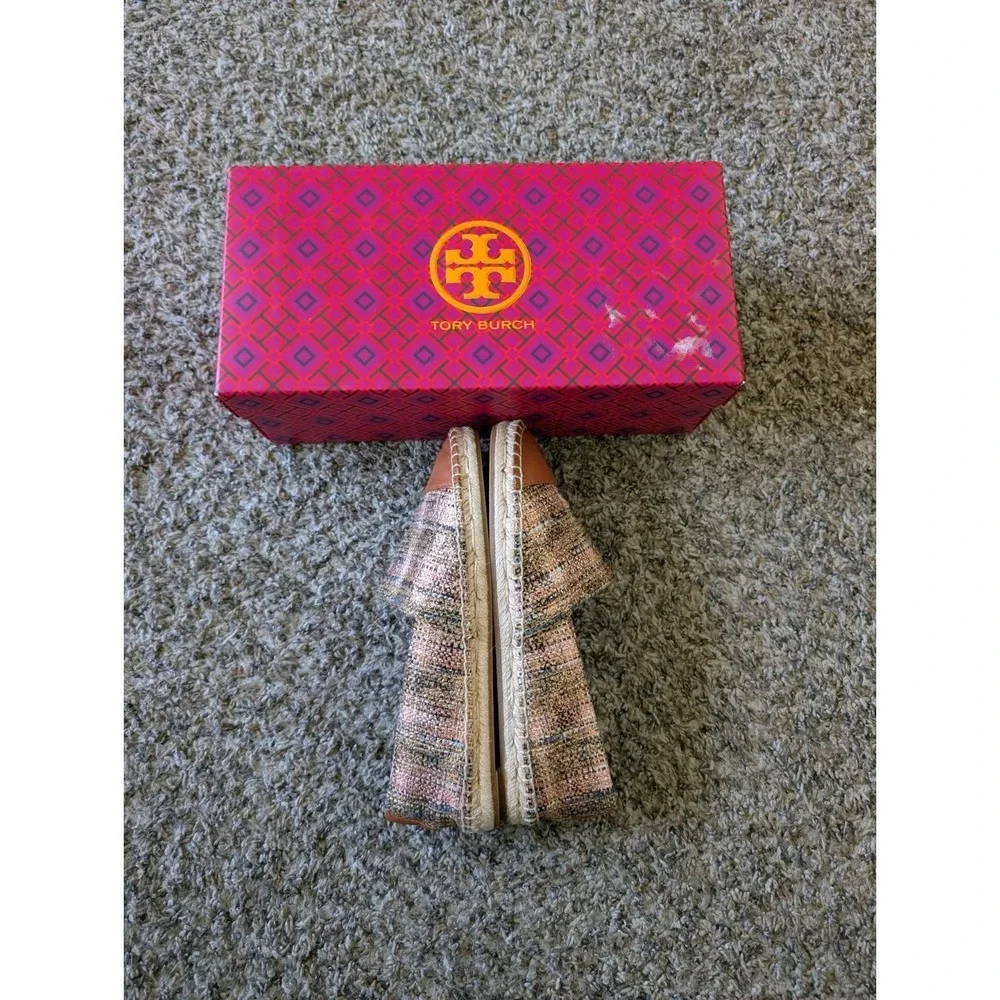 Tory Burch Tweed Colorblock Cap Toe Espadrille Multicolor Size 6.5 Style 76257‎